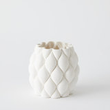 Pillowed Printed Vase-Matte White-Lg
