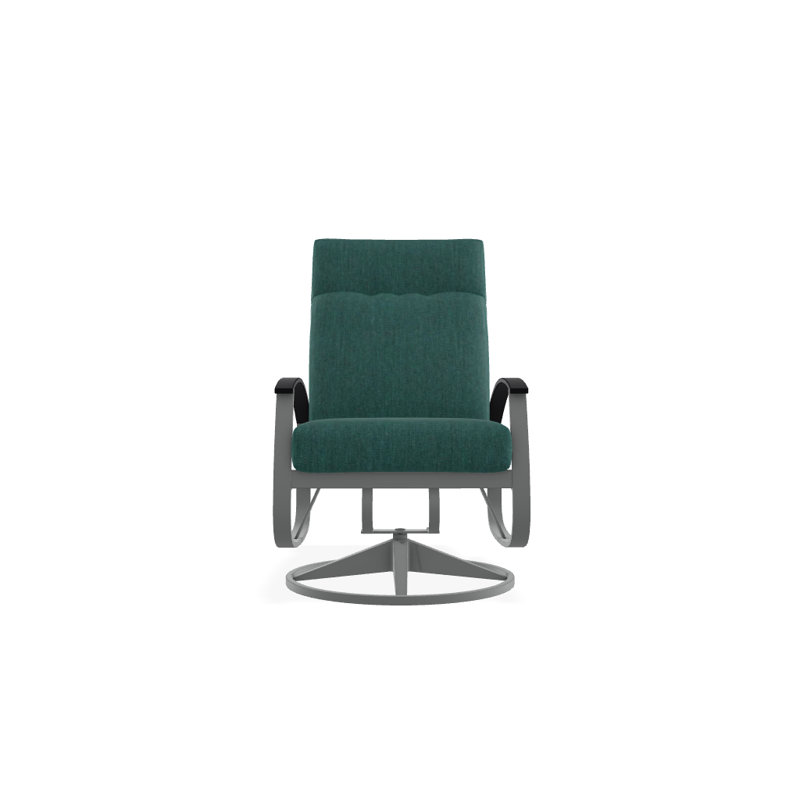 Chaise de patio pivotante avec coussins Askar, Tissage uni Sunbrella® brise coulée, Noir P70, Graphite texturé