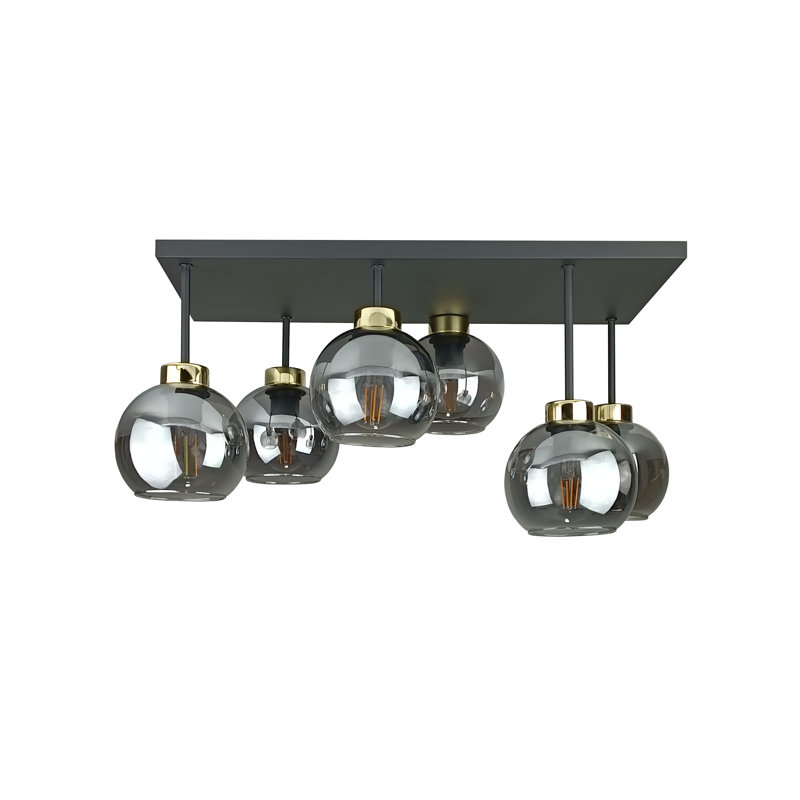 Alexender Glass Semi Flush Mount, Gold, Smoky