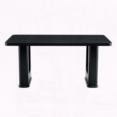 Stylish Black Wood Grain Textured Dining Table
