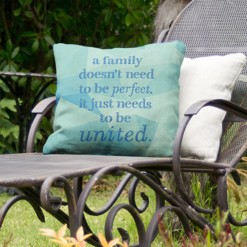 Coussin intérieur/extérieur familial love, 18 po x 18 po, Bleu zircon