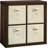 Sauder Stow-Away 4-Cube Organizer With Fabric Bins, Smoked Oak Finish, Versatile Storage Solution For Home Or Office