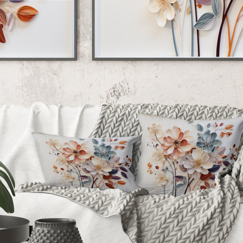 Coussin White Botanical Collage - Abstract Botanicals, H 16 po x l 16 po, Carré