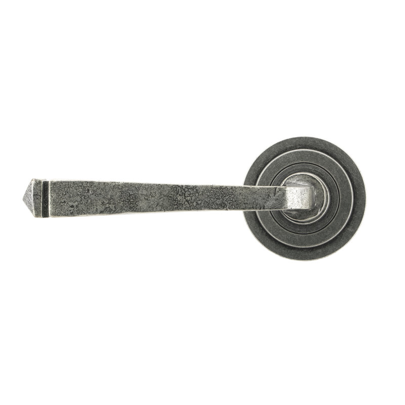 Avon Round Lever on Rose Set (Art Deco), Pewter Patina