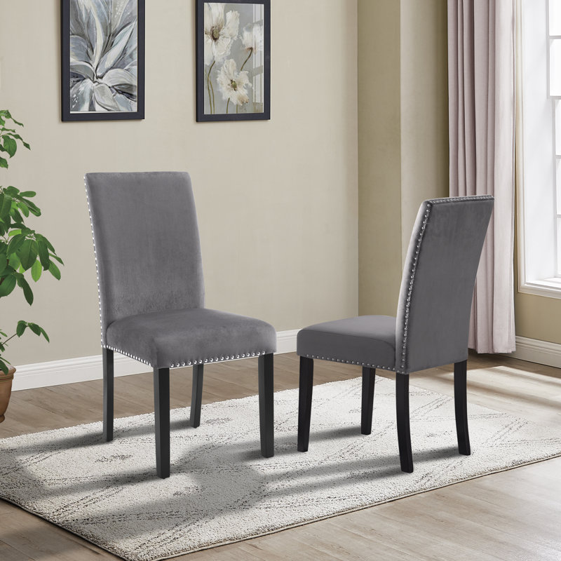 Chaise parsons rembourrée en velours Barone, Gris