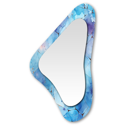 White Blue Frosty Collage I - Abstract Collages Asymmetrical Shapes - Modern Large Wall Mirror