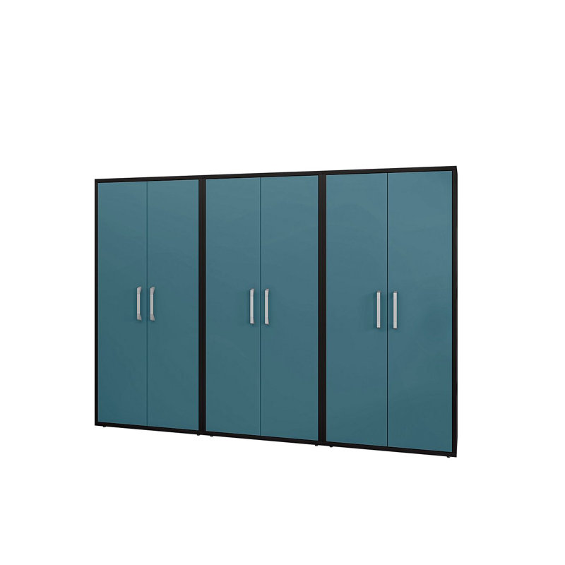 Aseem 3 Piece Single Storage Cabinet ( 73.43'' H x 106.29'' W x 17.72'' D), Black/Blue