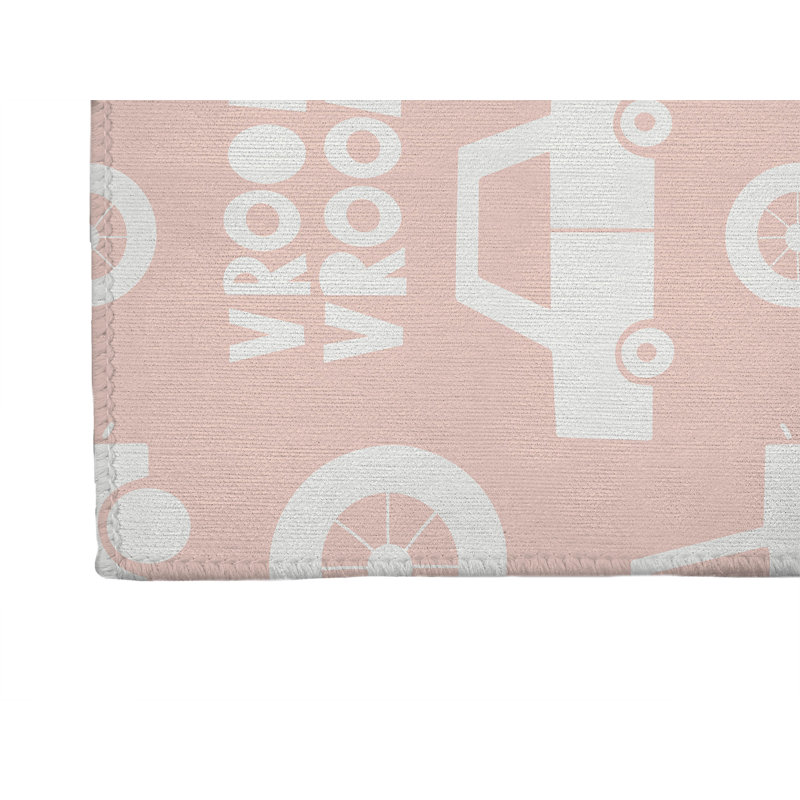 Vroom vroom Indoor Doormat, Pink, 48" W x 72" L
