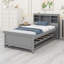 Base de lit plateforme avec port USB, tête de lit, lit gigogne et tiroirs sous le lit-129067513