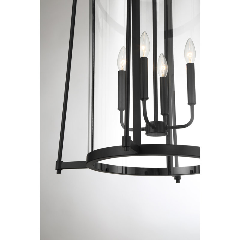 Rosedale Matte Black and Clear Glass 4-Light Pendant
