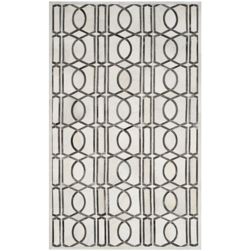 Tapis géométrique en cuir tissé à la main Sevastopol Studio, Rectangle 3 pi x 5 pi