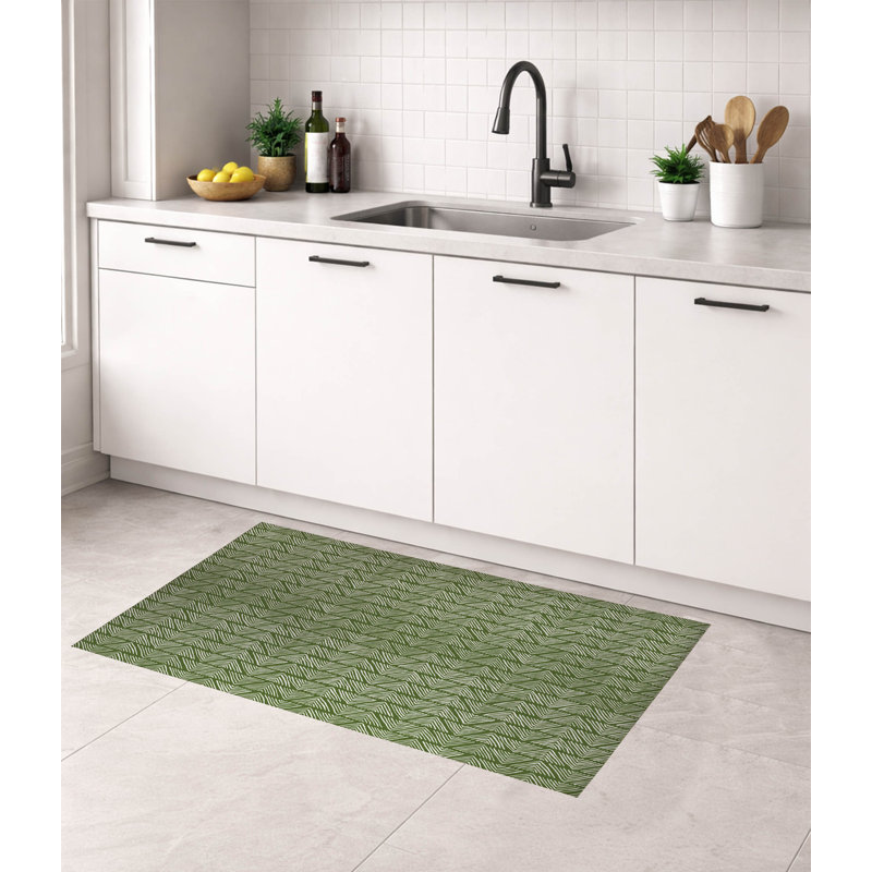 Tapis de cuisine Chev, Vert olive, Rectangle 5 pi x 7 pi