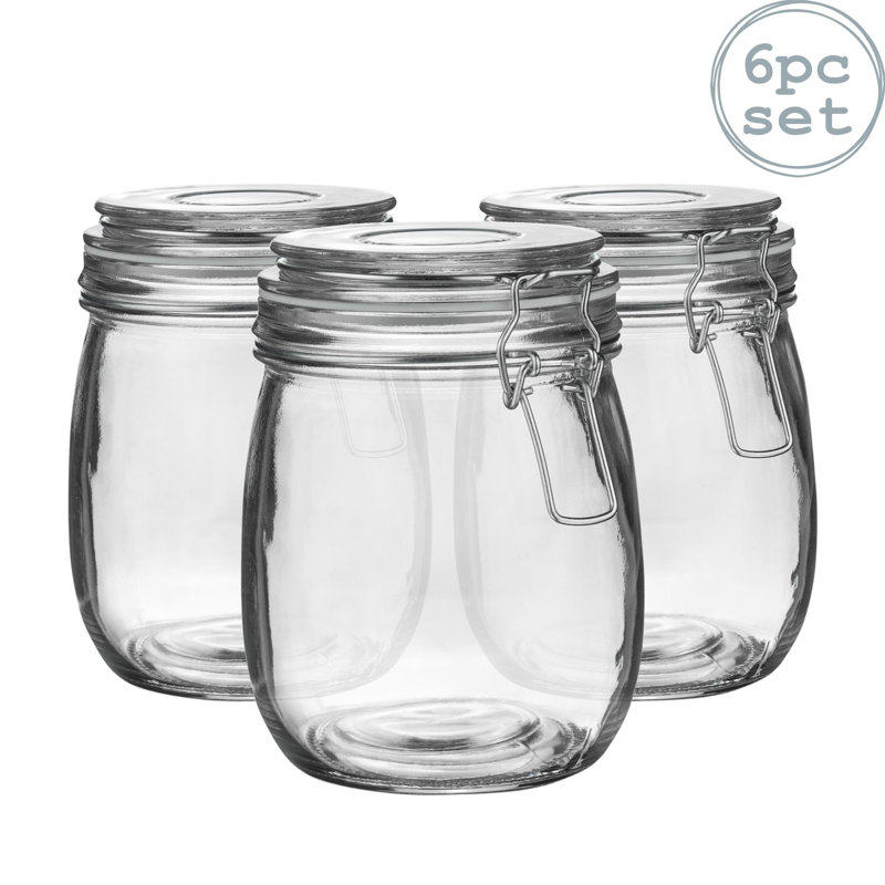 Argon Tableware - Glass Storage Jars - 750ml, White/Clear