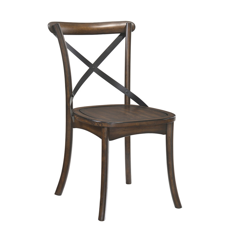 De 2 chaises d'appoint - Chêne foncé et noir, siège en bois et dossier en métal de style Mid-Century 2 pièces Flair