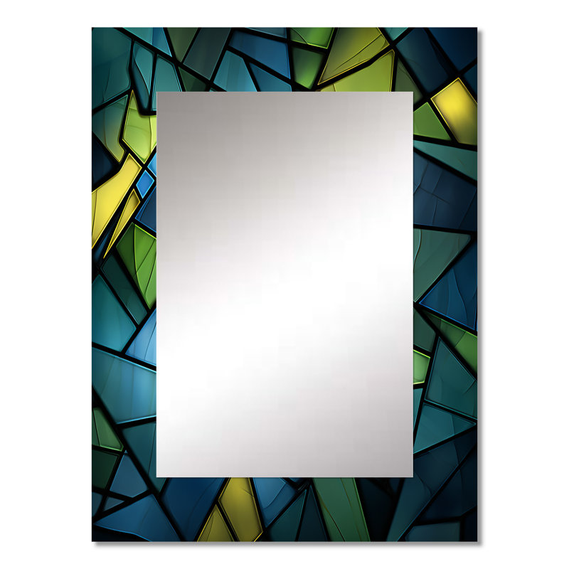 «Blue green Window Tides I», miroir mural décoratif abstrait, 32 po x 24 po