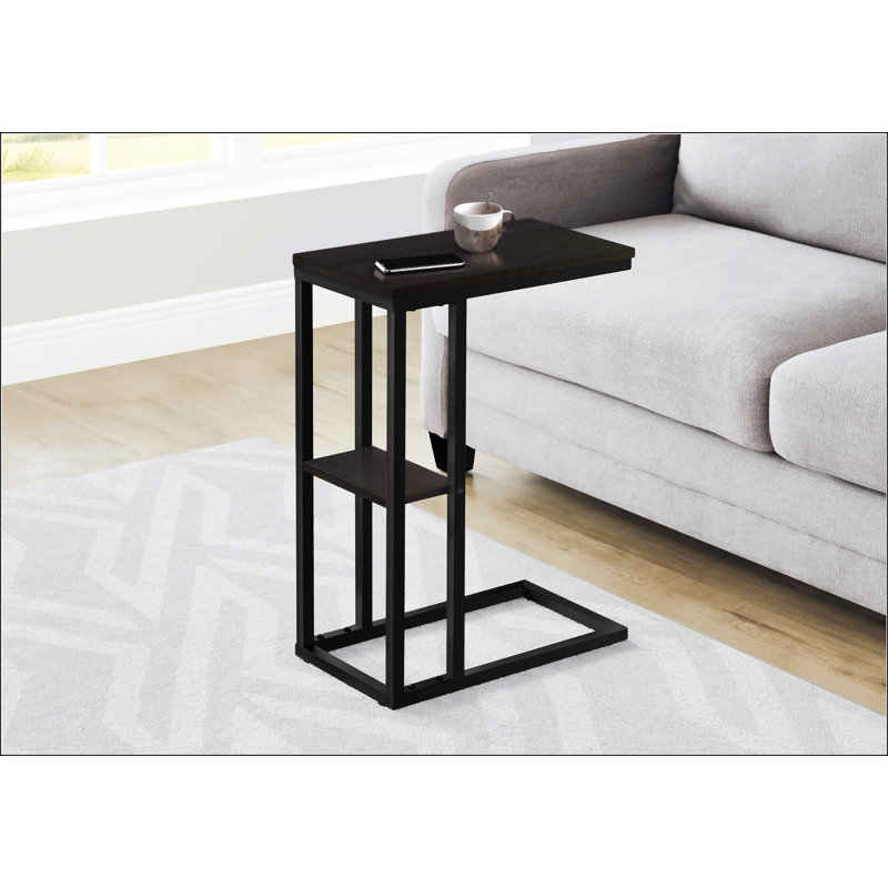 Accent Table With A Small Secondary Shelf, Black, Gray