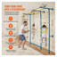 Ensemble de jeu d'intérieur mural pour enfants avec barre de traction, échelle de corde et anneaux de gymnastique, bleu