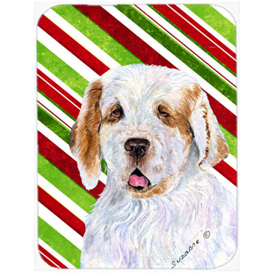 Planche à découper en verre de noël caroline de canne à sucre Clumber Spaniel