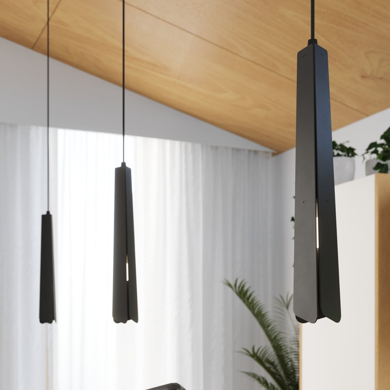 Bibianna 3 - Light Stainless Steel Pendant, Black