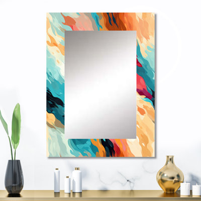 Multicolore Feather Fury - miroir mural décoratif abstrait, grand miroir moderne, impression d'art en métal