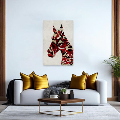Art mural cheval cramoisi abstrait abstrait contemporain