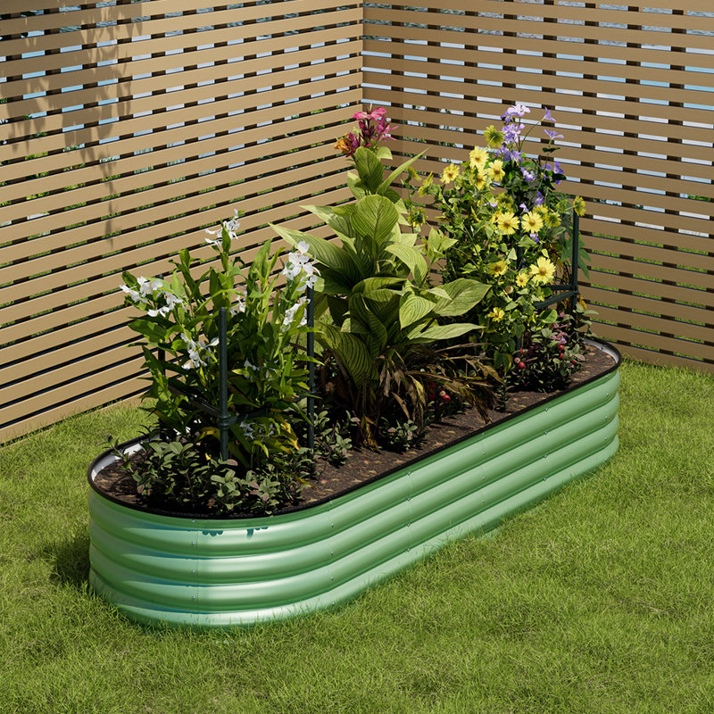Metal Raised Garden Bed, 42cm H x 240cm W x 80cm D, Green