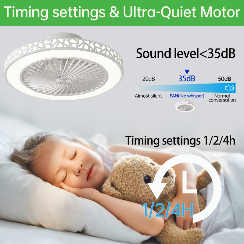 Ceiling Fan with LED Lights, White