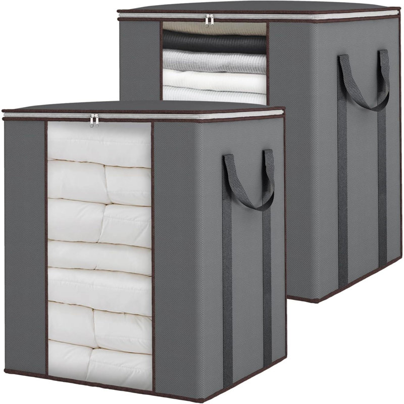 Extra Large Blanket Storage Bags 120L 2 Pack Comforter Storage Bags With Reinforced Handles Breathable Clothes Storage Containers For King Comforter Bedding Pillow Sheet