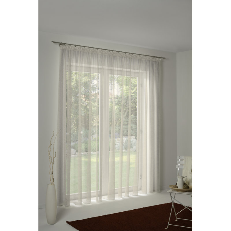 Peck Slot Top Semi Sheer Single Curtain, Beige