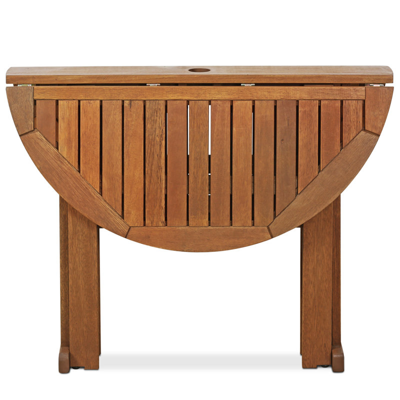 Romney Round Folding Outdoor Coffee Table With Umbrella Hole , 35.4'' in. W 35.4'' in. D