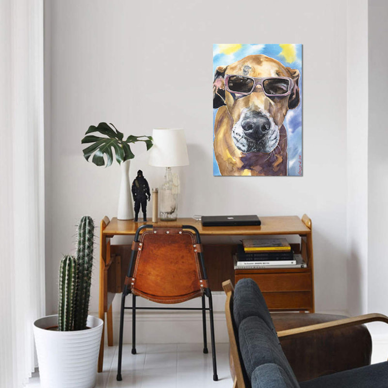 «Cool Great Dane» par George Dyachenko - impression sur toile tendue, H 12 po x l 8 po x P 0,75 po, Toile tendue