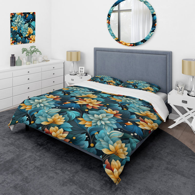 Natures Meditation - Ensemble de housse de couette à motif floral, Housse de couette pour grand lit et 2 taies décor