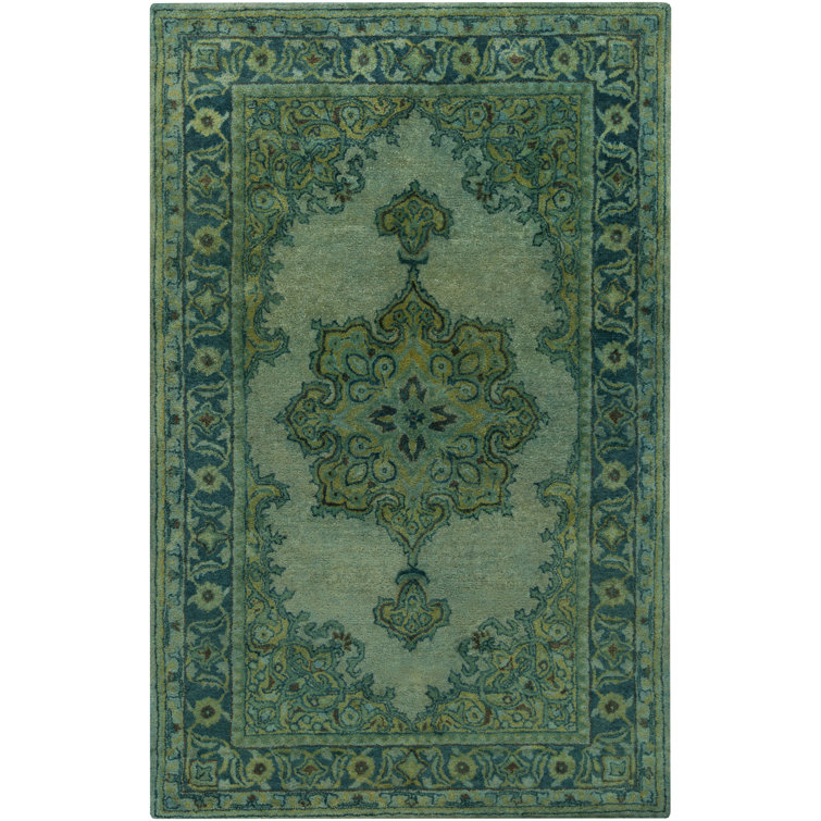 Som Handmade Tufted Wool Olive/Teal/Dusty Sage/Emerald Rug
