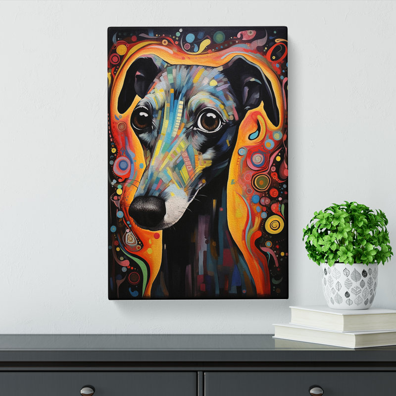 Whippet Symbolism - Wrapped Canvas, 60cm H x 40cm W x 3cm D