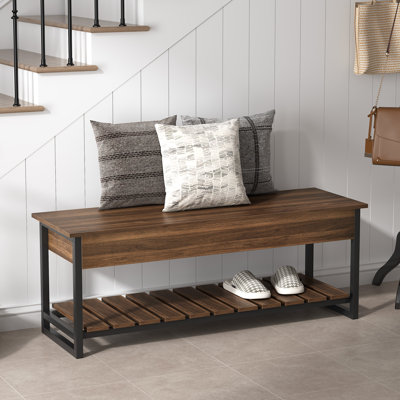 47" Lift Top Storage Bench with Shelf