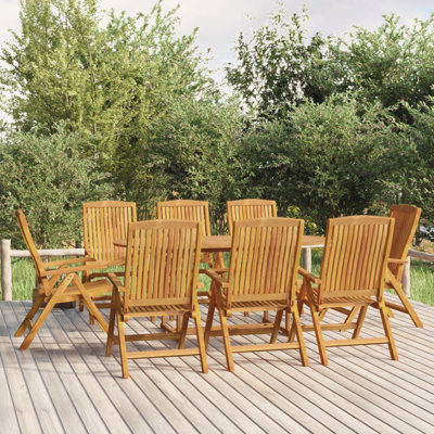 Frieder 8 - Person Wood Patio Dining Set with Oval Table
