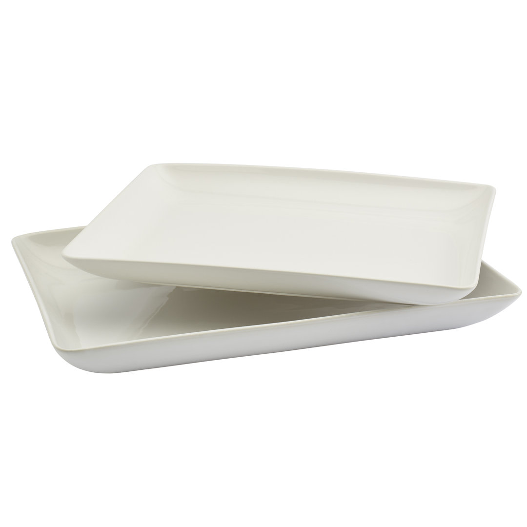 White Serveware Denmark 2-PC Narrow Rectangular Platter Set - Blanc De Blanc Collection Denmark 