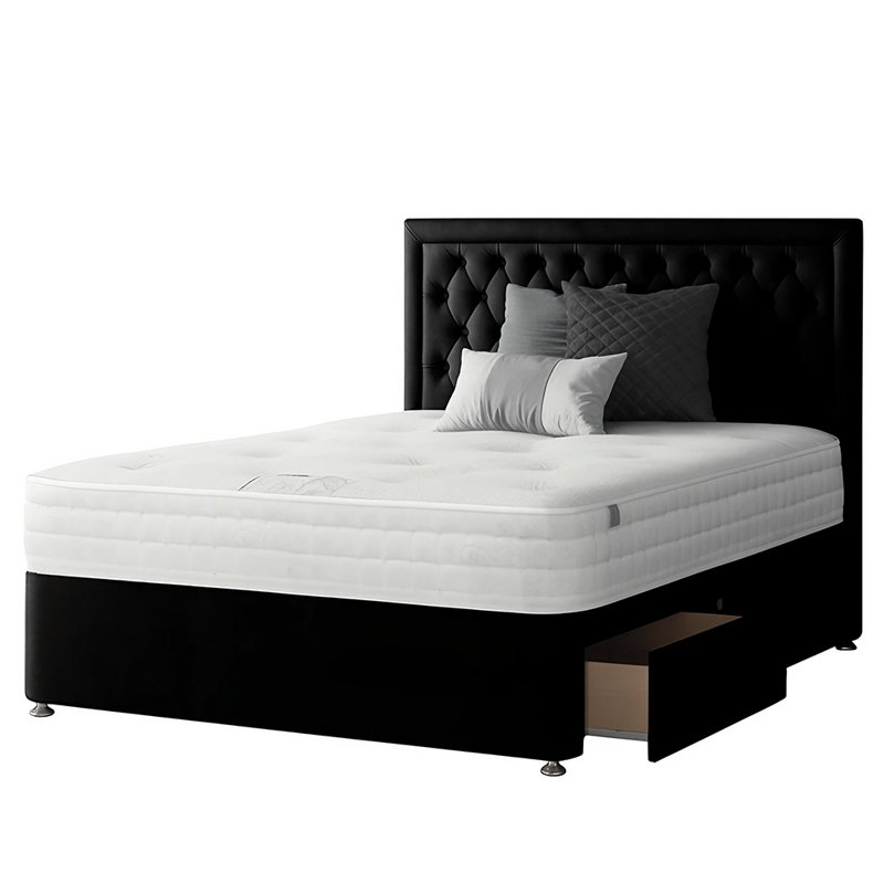 Urbank Bed, Black, Double (4'6), 4 Drawers
