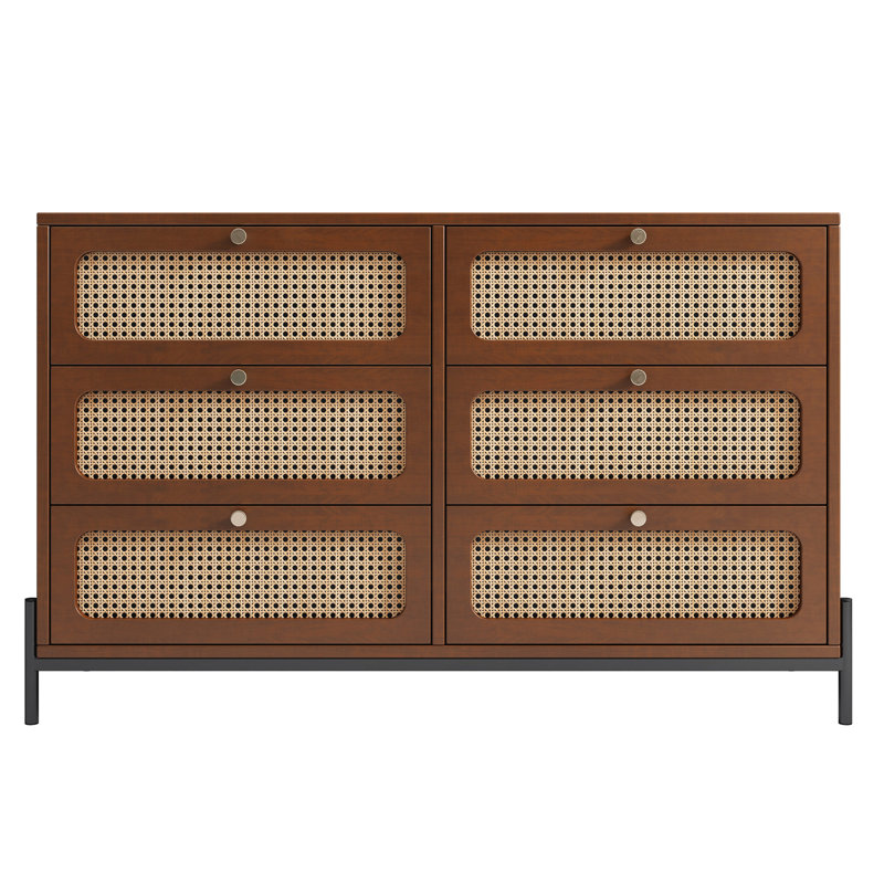 Charmante armoire en rotin avec rangement abondant pour une décoration polyvalente, Noyer