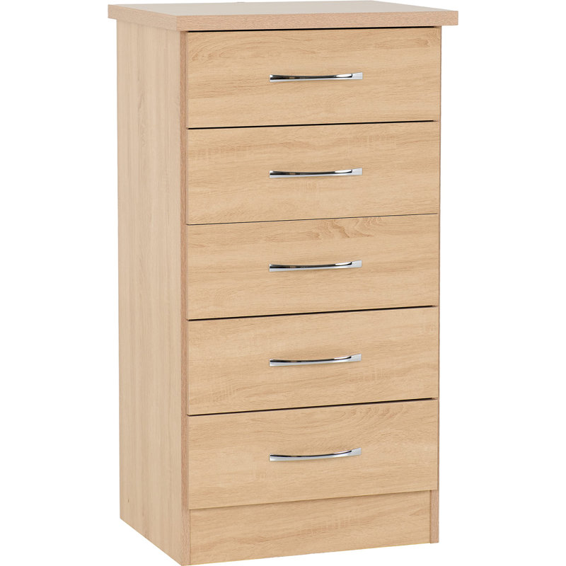 Nevada 5 Drawer Narrow Chest, Sonoma Oak Effect