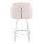 Tabouret de comptoir à hauteur fixe avec pivot en bois blanc et tissu avec repose-pieds rond chromé - ensemble de 2-1587168639
