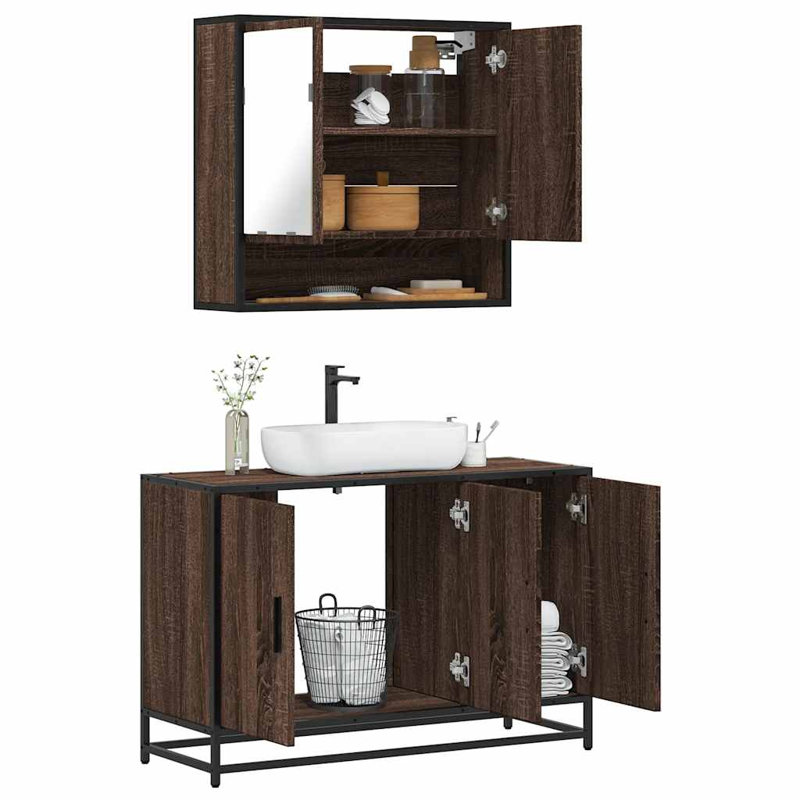Bathroom Furniture Suite, Brown Oak