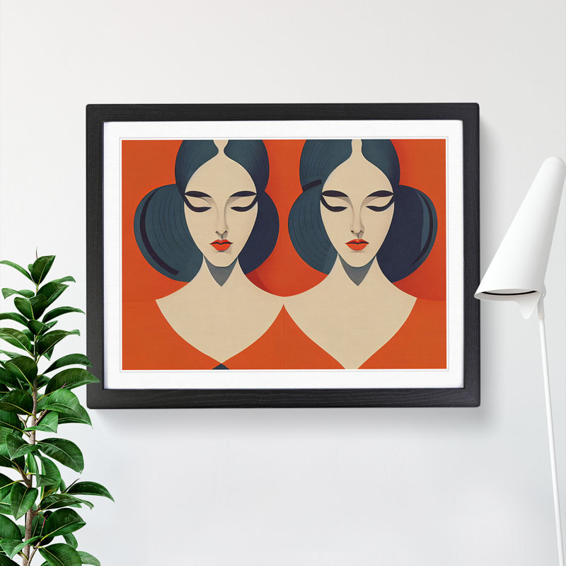 Two Women Abstract Vol.1 - Single Picture Frame Print, 25cm H x 34cm W x 2cm D, Black