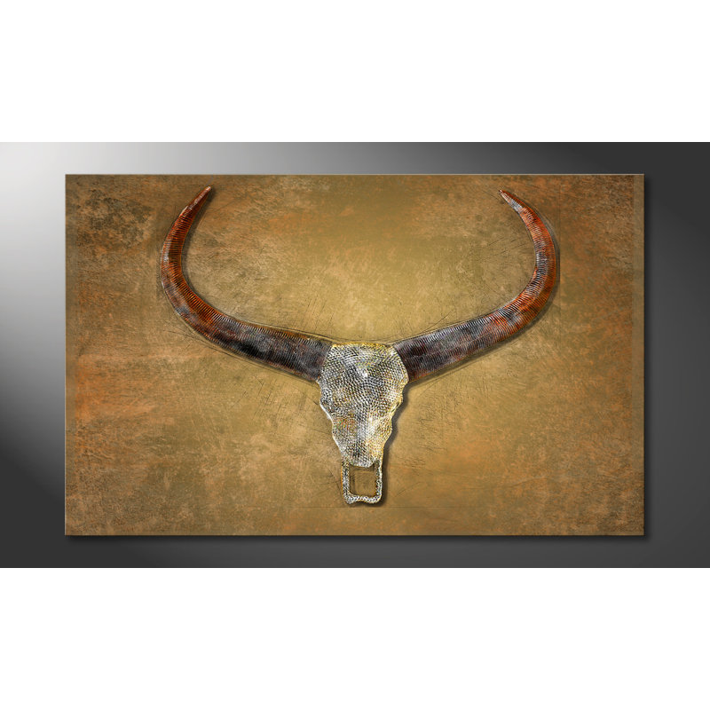 Bull Skull - Wrapped Canvas Print, 80cm H x 100cm W x 2cm D, 100% cotton canvas