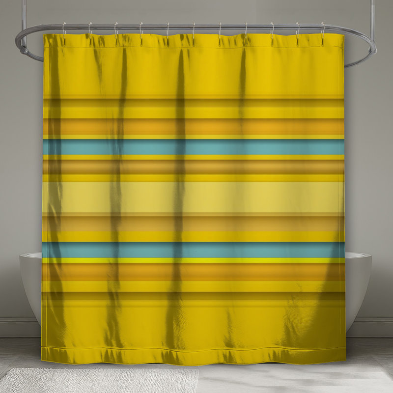 Rideaux de douche à rayures jaunes et bleues très longs, L 70 po x H 84 po