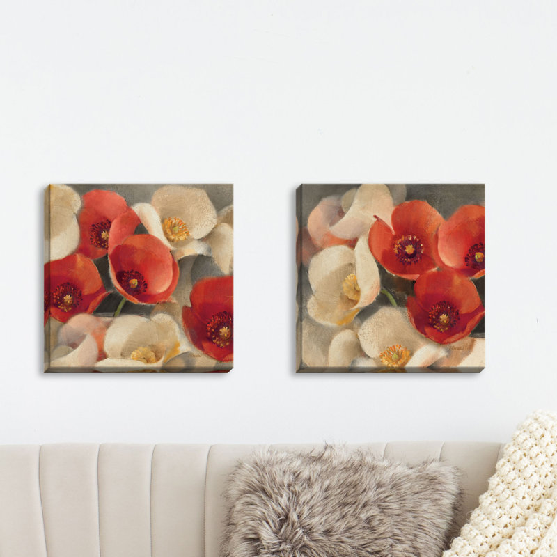 « pops fleuri ii & iii » par» albena hristova,, ensemble de 2 reproductions d’art sur toiles