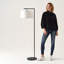 Lampe sur pied à DEL noire 60 po avec abat-jour tambour en tissu brun clair Montage Ampoule incluse-183064420-266565201