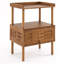 Table de chevet en rotin de bambou avec table d'appoint et porte rabattable