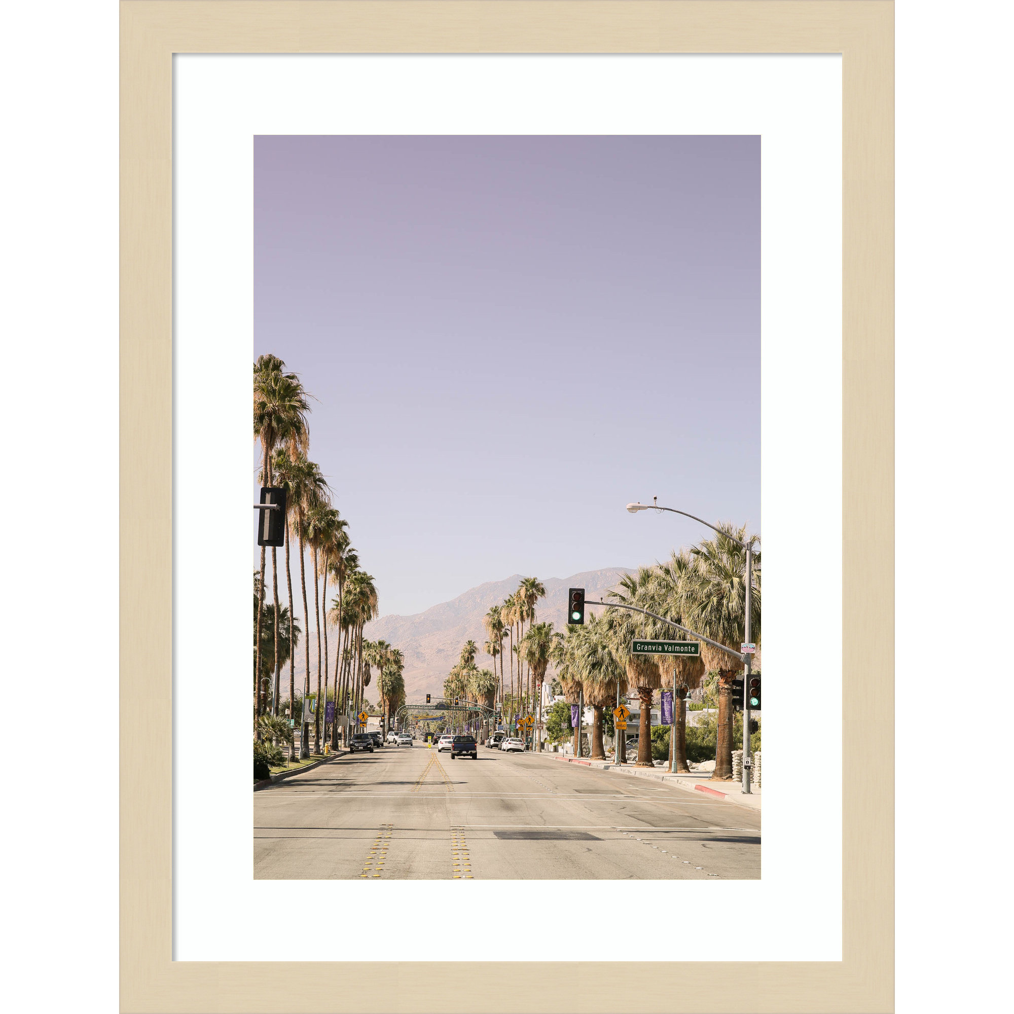 Palm Spring Street by Shot by Clint Wood Framed Wall Art Print, 17" H x 13" W, Brown