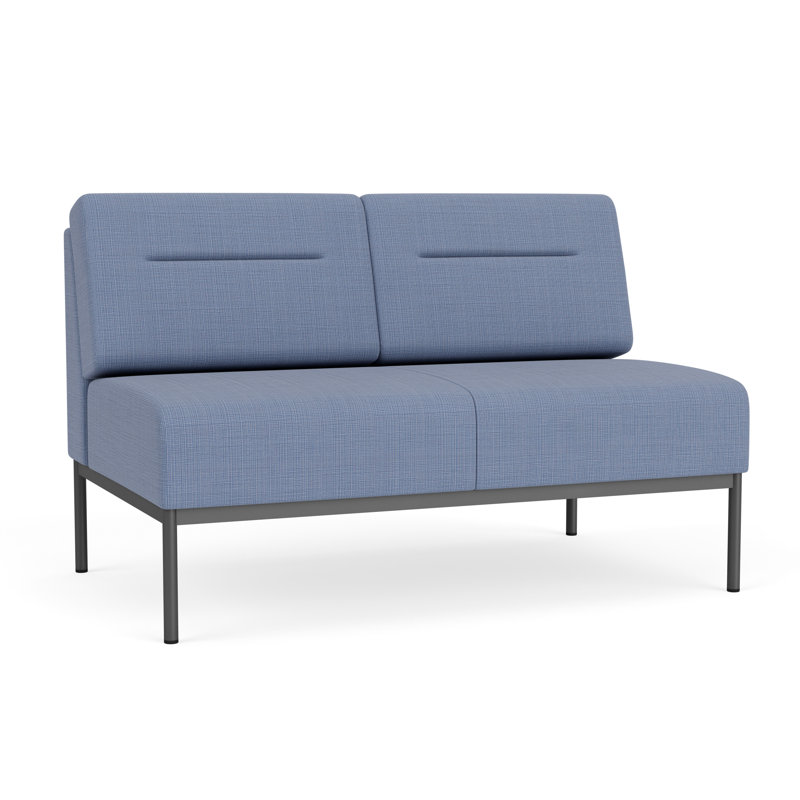 Causeuse Darsey, Gris anthracite, Chambray bleu marine clair, Sans alimentation
